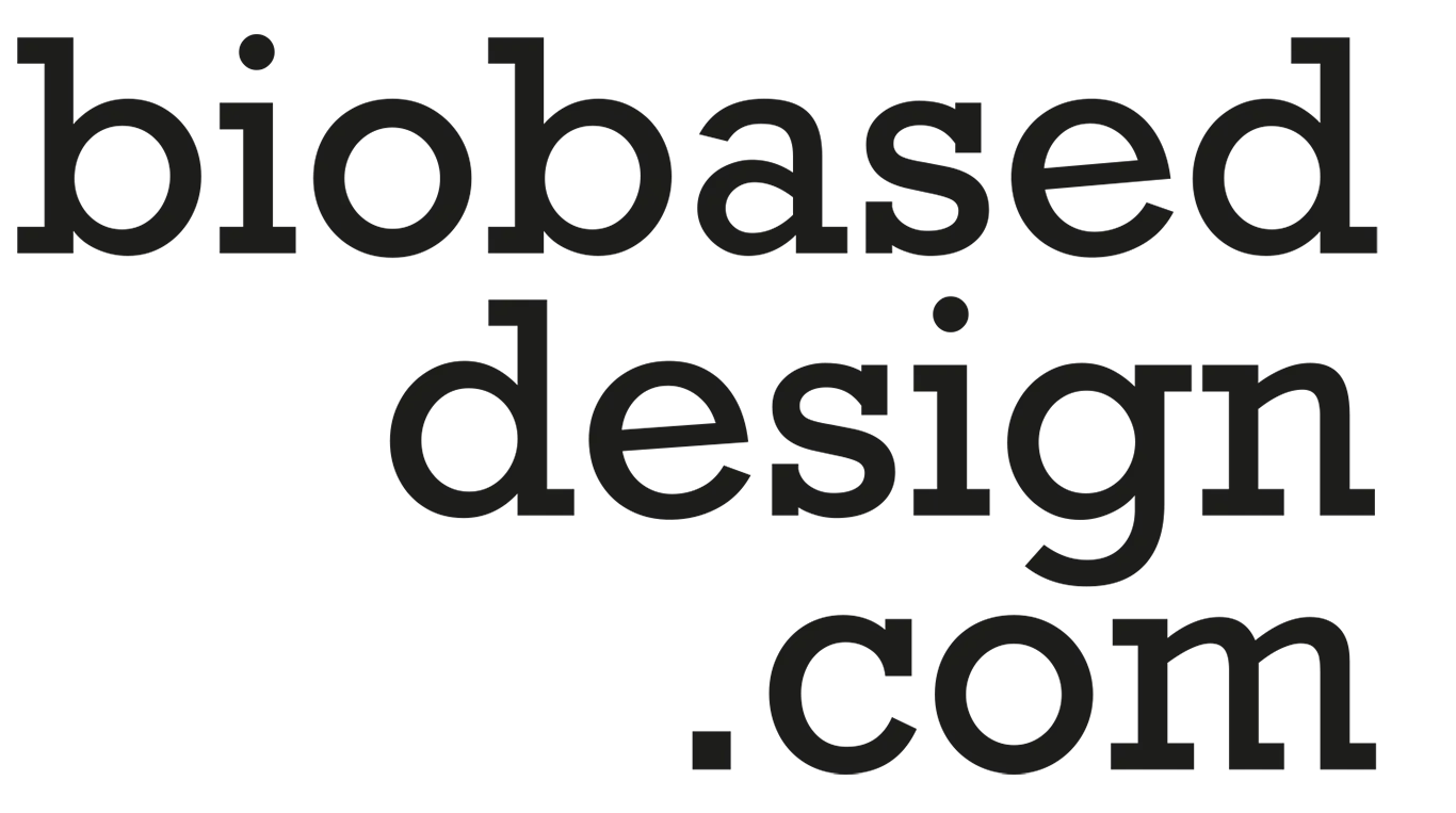 The biobased design wordmark in solid black letters, with .com underneath